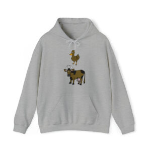 Hoodie - Brown Chicken Brown Cow – Front View – Sport Gray