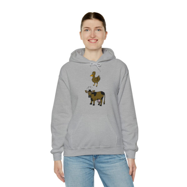 Hoodie - Brown Chicken Brown Cow – Front View – Female – Sport Gray