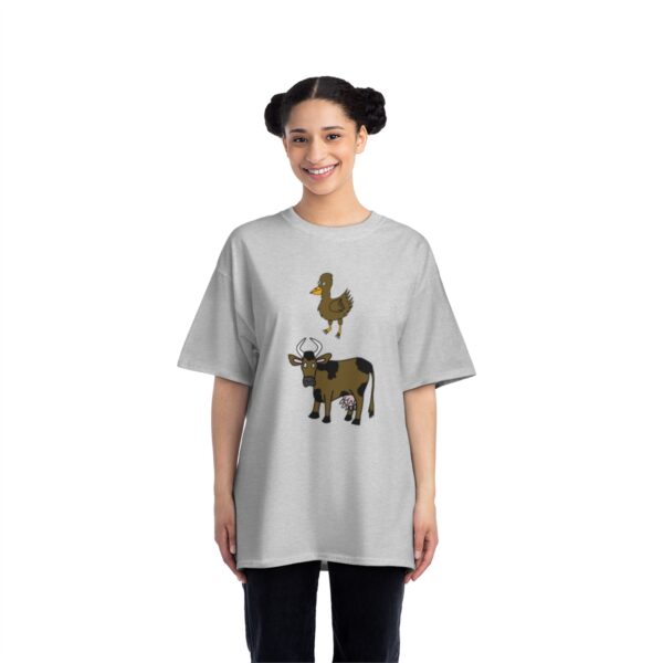 Brown Chicken Brown Cow – T-Shirt – Front View – Female – Light Steel